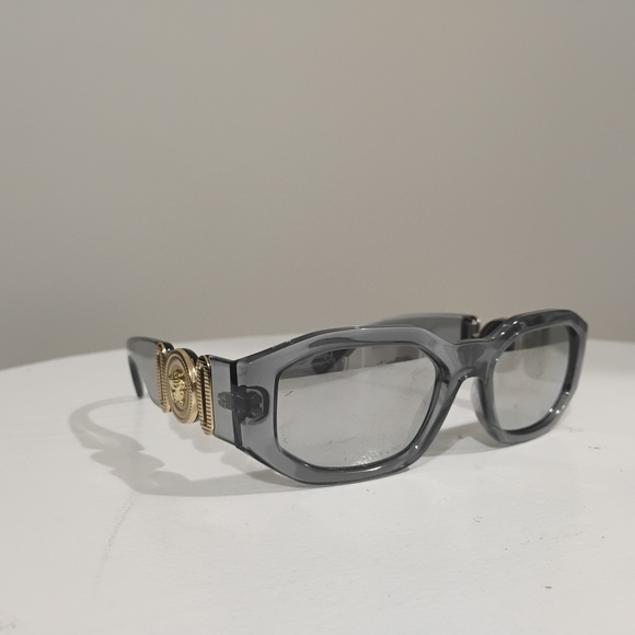 Versace Accessories - Versace Gray Sunglasses with Gold Medusa Accents